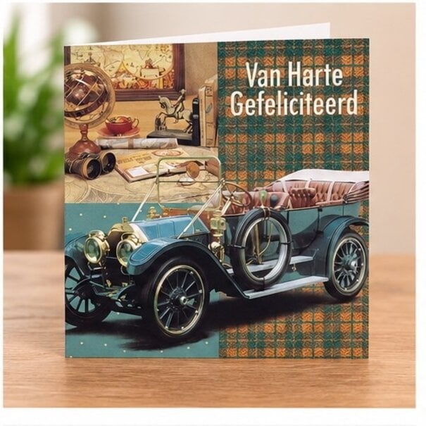Marant Cards Gefeliciteerd kaart met klassieke oldtimer – Van Harte Gefeliciteerd