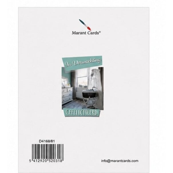 Marant Cards In verwachting felicitatiekaart met babywieg – Gefeliciteerd