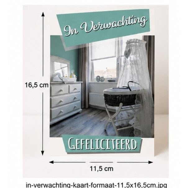 Marant Cards In verwachting felicitatiekaart met babywieg – Gefeliciteerd
