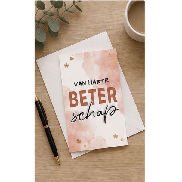 Belgian  Greetings Zakelijke beterschapskaart met tekst Van harte beterschap