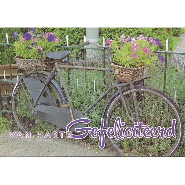 Marant Cards Verjaardagskaart Van harte gefeliciteerd met fiets en bloemen