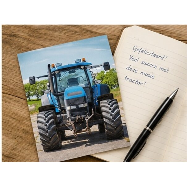 Belgian  Greetings Blanco wenskaart met blauwe tractor voor liefhebbers van landbouw