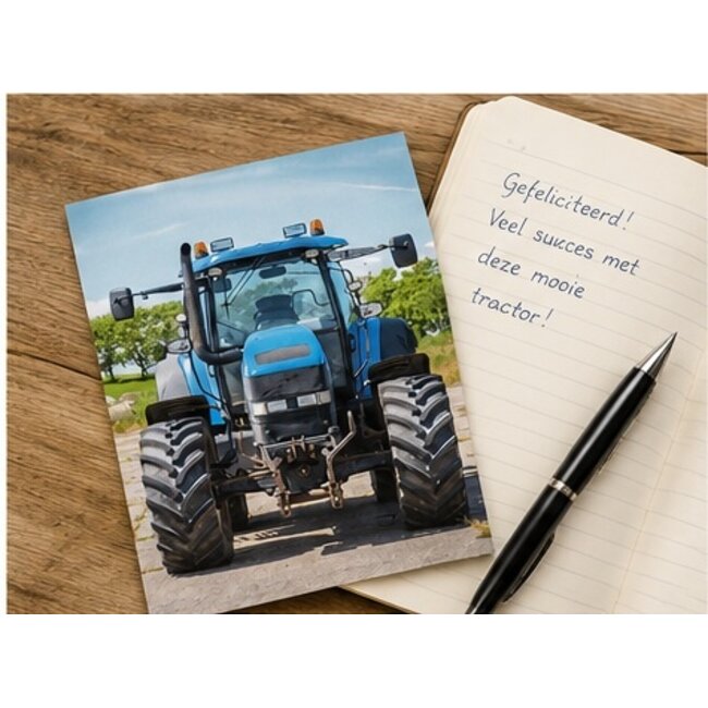 Belgian  Greetings Blanco wenskaart met blauwe tractor voor liefhebbers van landbouw