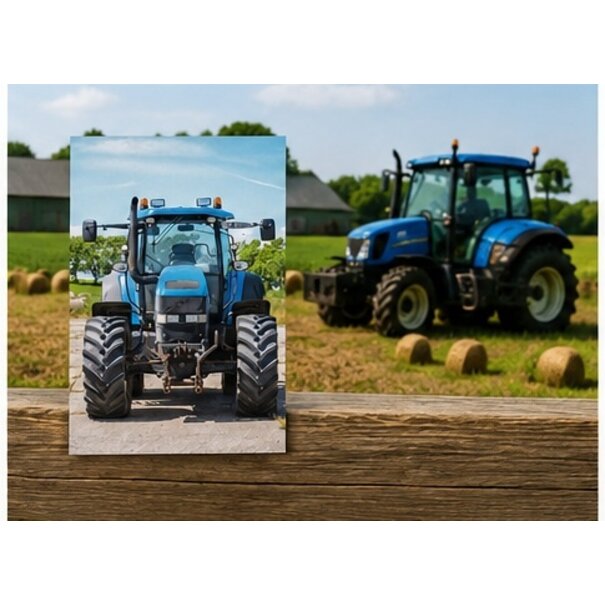 Belgian  Greetings Blanco wenskaart met blauwe tractor voor liefhebbers van landbouw