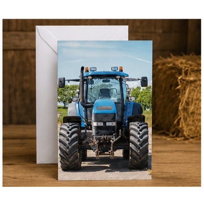 Belgian  Greetings Blanco wenskaart met blauwe tractor voor liefhebbers van landbouw