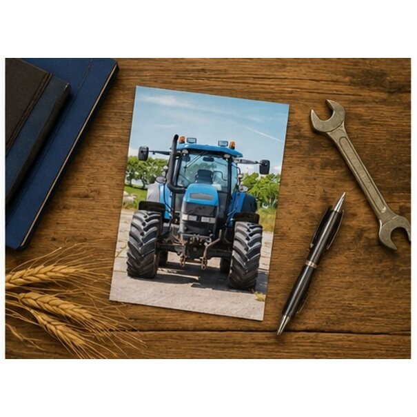 Belgian  Greetings Blanco wenskaart met blauwe tractor voor liefhebbers van landbouw