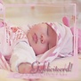Geboortekaart met slapende baby, Gefeliciteerd en Psalm 127:3