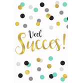 Succeskaart Veel Succes met gouden tekst en kleurrijke confetti