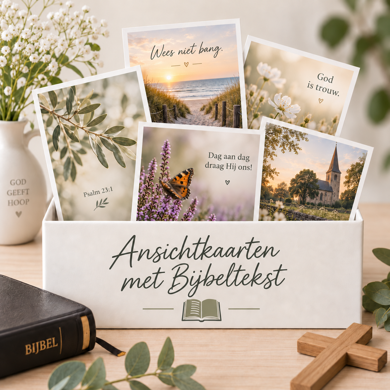 Christelijke ansichtkaarten met Bijbeltekst