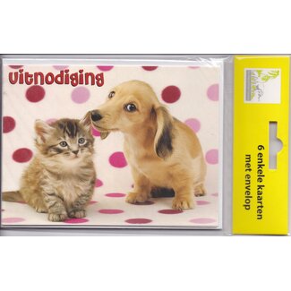 Lazy Panda Cards Company Uitnodigingskaarten hond en kat – set van 6