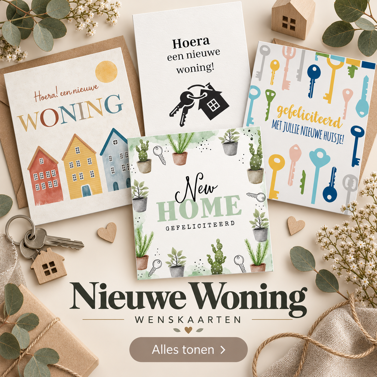Nieuwe woning kaarten en kaarten voor een nieuw huis