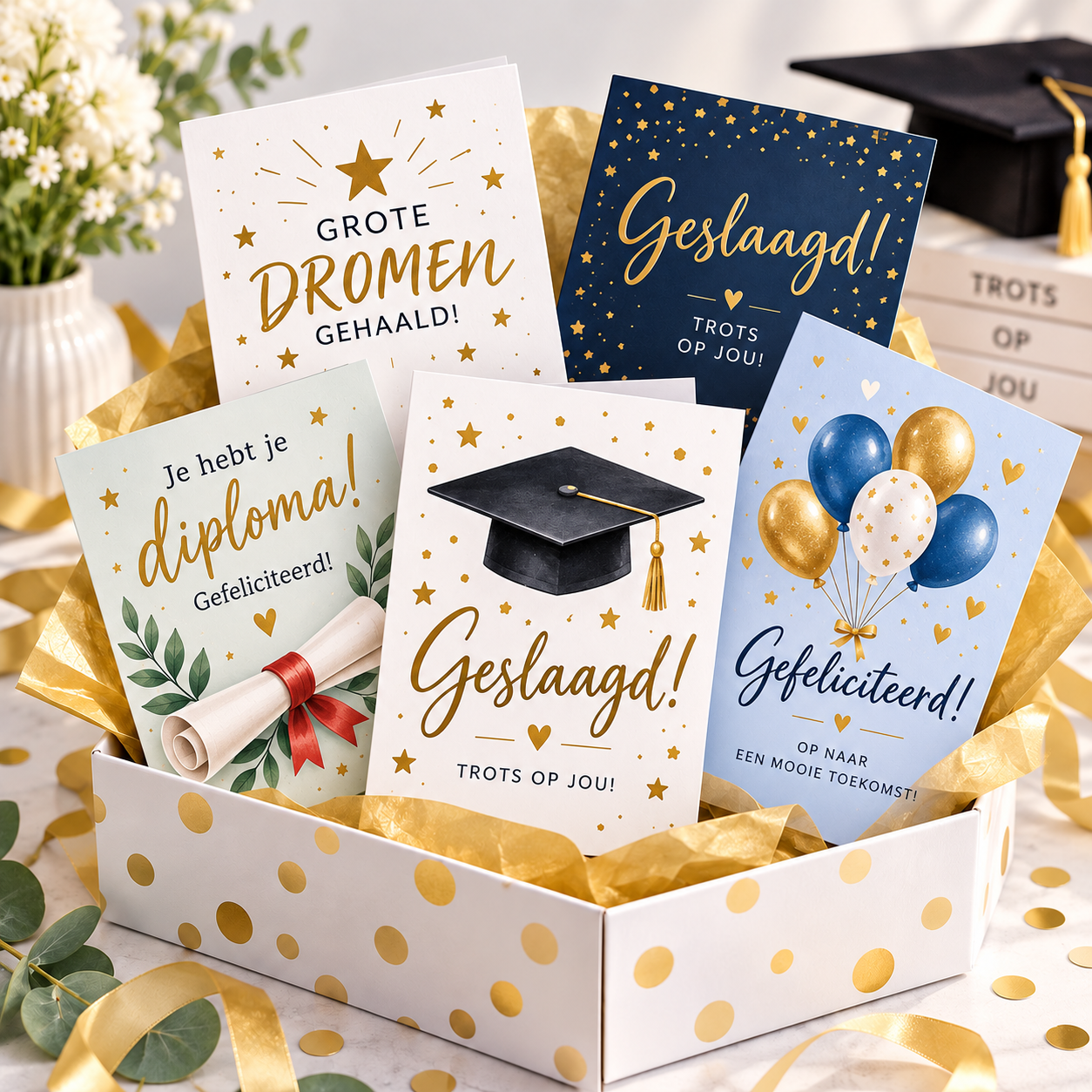 Geslaagd kaarten en felicitatiekaarten