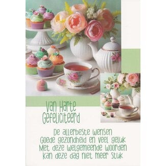 Marant Cards Van harte gefeliciteerd – cupcakes en thee