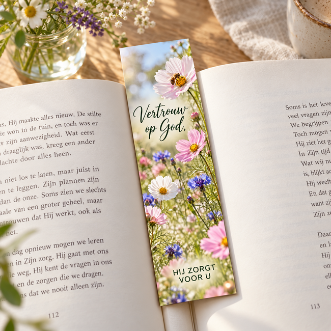 TSS-Nijkerk Boekenlegger Vertrouw op God – bloemen en bij