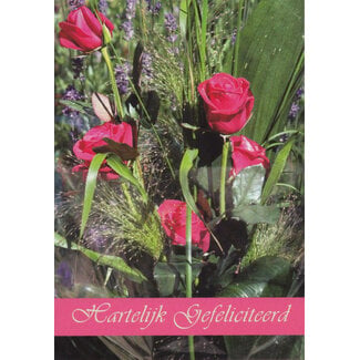 Marant Cards Hartelijk Gefeliciteerd - Roze Rozen