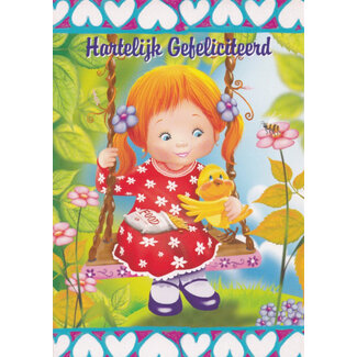 Marant Cards Hartelijk Gefeliciteerd - Meisje Schommel