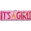 Geboortekaart It's a girl! van stevig karton met ophangoogje – 26 x 9 cm