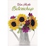 Belgian  Greetings Wenskaart Van Harte Beterschap met zonnebloemen in een gieter