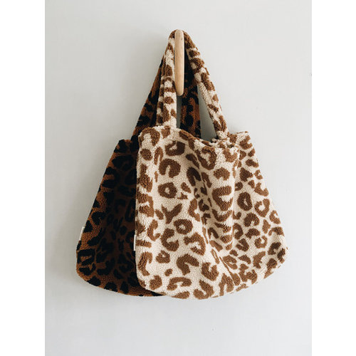 Studio Noos Chunky teddy leopard mom bag - ecru