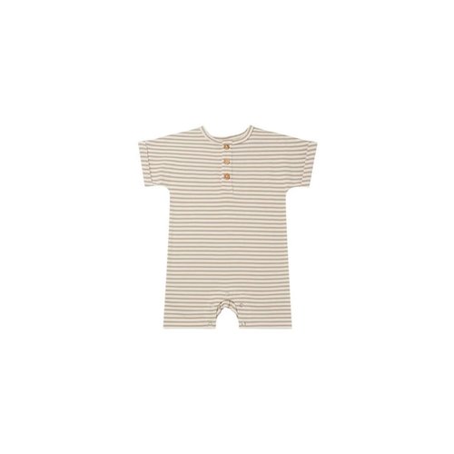 Quincy Mae Quincy Mae - Short-sleeve romper - Warm grey stripe Quincy Mae Quincy Mae - Short-sleeve romper - Warm grey stripe