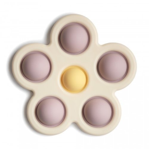 Mushie Mushie- Press Toy Flower - Soft Lilac/Daffodil/Ivory