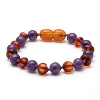 Barnsteen armband  amethist & cognac