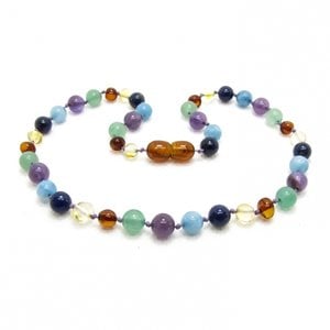 Barnsteen Barnsteen ketting - Amber, Lapis Lazuli, Aquamarine, Purple Amethysts and Aventurine