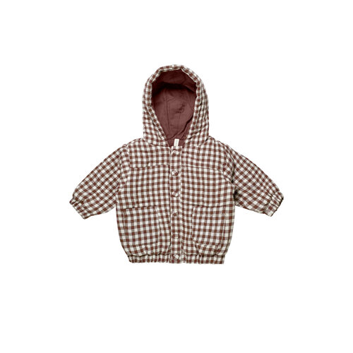 Quincy Mae Quincy Mae- Hooded woven jacket - Plum Gingham Quincy Mae Quincy Mae- Hooded woven jacket - Plum Gingham