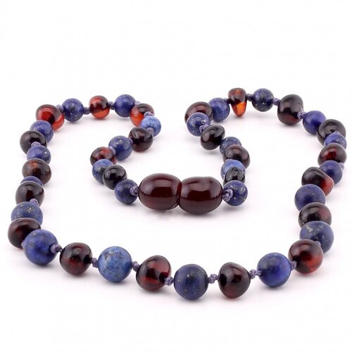 Barnsteen Barnsteen ketting amber cognac - blauw