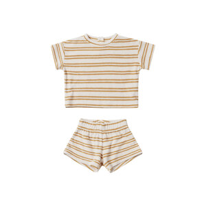 Quincy Mae Quincy Mae - Terry tee + shorts set - honey stripe