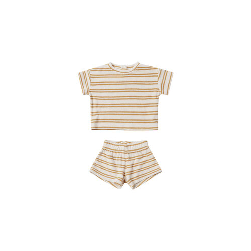 Quincy Mae Quincy Mae - Terry tee + shorts set - honey stripe