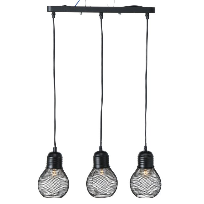 Hanglamp 3 Lampen Zwart Industrieel Eettafel