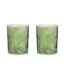 Waxinelichthouder Groen Glas Tropische Bladeren 2 st. - 12.5 cm