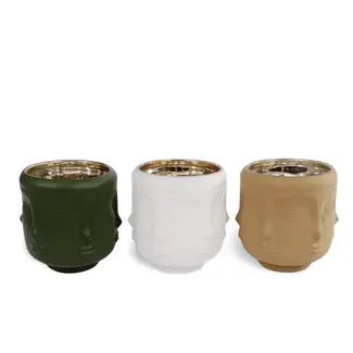 Dulaire Design Waxinelichthouder Groen, Wit, Beige 3 st.