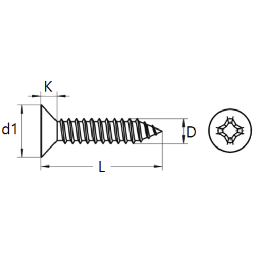 KING Microschroeven Plaatschroef Staal zwart - Verzonken kop - 1,2 x 3 mm - 100 stuks