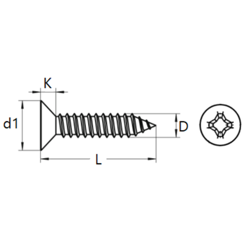 KING Microschroeven Plaatschroef RVS DIN 7982H - 2,2 x 16 mm - 100 stuks