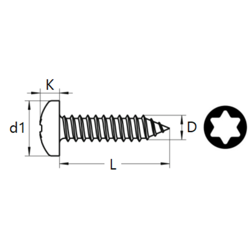 KING Microschroeven Plaatschroef 2,9 x 6,5 mm - RVS ISO 14585 - 50 stuks