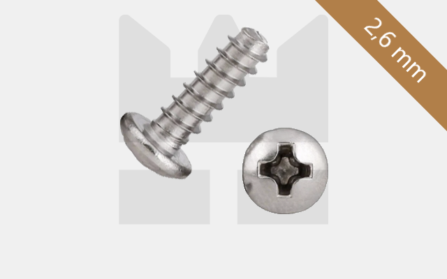 RVS Plaatschroeven voor kunststof - 2,6 mm draaddiameter
