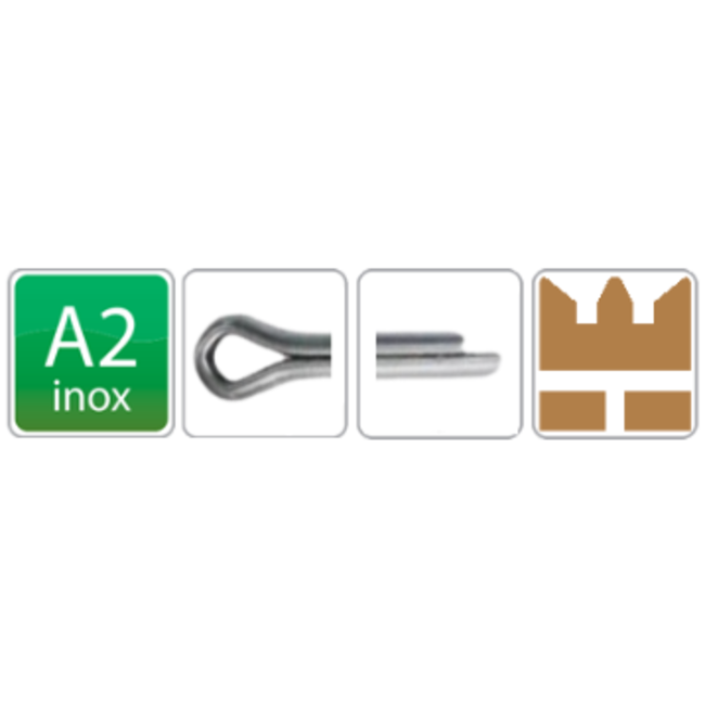 Splitpennen 1,6 x 16 mm  - 25 stuks - RVS A2 - ISO 1234