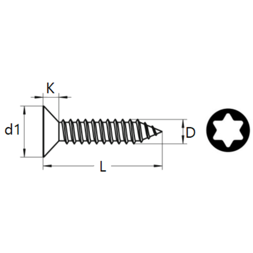 KING Microschroeven Plaatschroef RVS ISO 14586 - TORX - 2,2 x 9,5 mm - 100 stuks