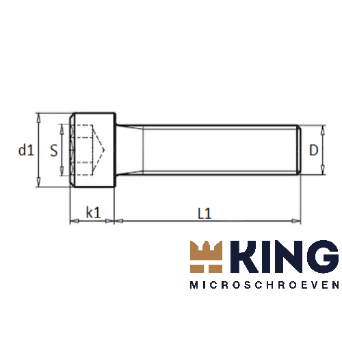 KING Microschroeven Inbusbout M1,6 x 12 - Staal 12.9 Zwart - 25 stuks per verpakking