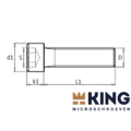 KING Microschroeven Binnenzeskant - Inbus - Cilinderkopschroef - Staal 12.9  DIN 912 - M 2 x 4 - 25 stuks