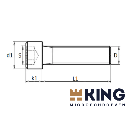 KING Microschroeven BZK Inbusschroef M 4 x 30 -  DIN 912 - Staal 12.9 - 25 stuks