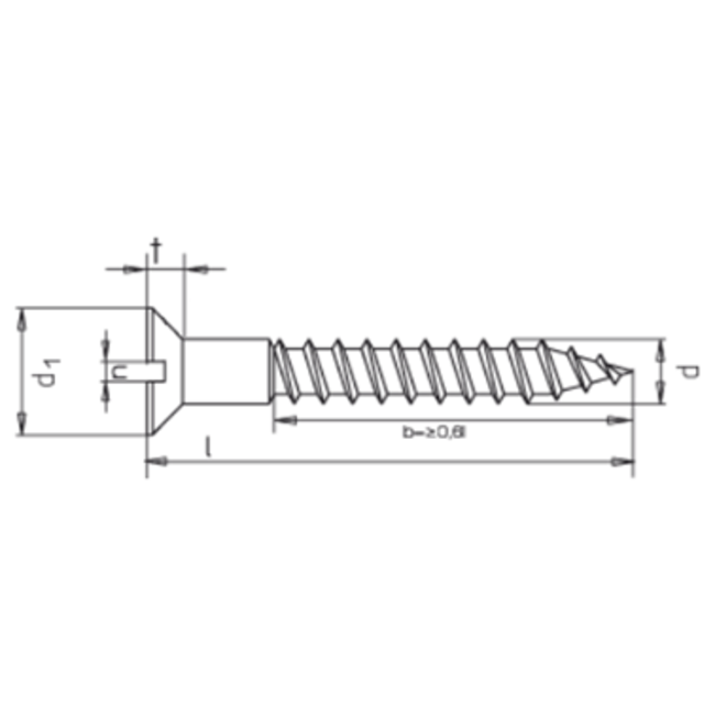 Houtschroef verzonken kop | 2,5 x 8 mm - Messing - DIN 97 - 50 stuks