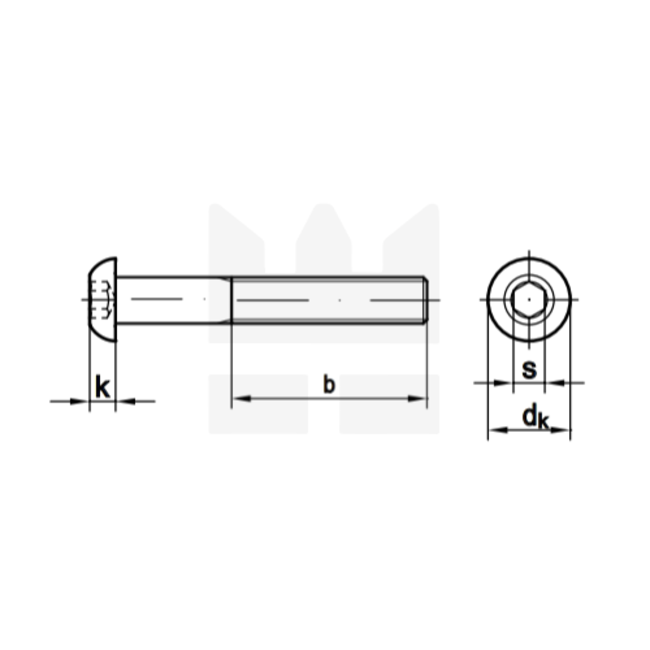 Laagbolkopschroef M4 x 12 - Staal 10.9 ISO 7380 - 25 stuks