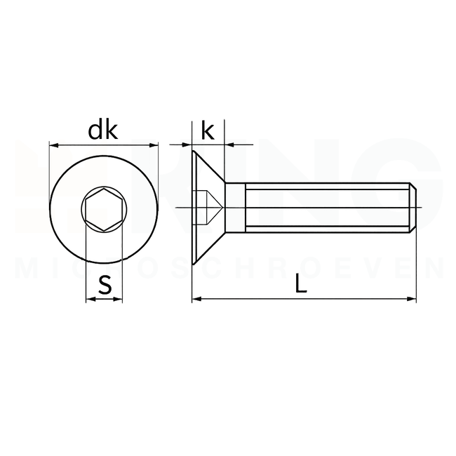Inbus - verzonkenkop schroef M4 x 20 - Staal 10.9 - DIN 7991 - 25 stuks