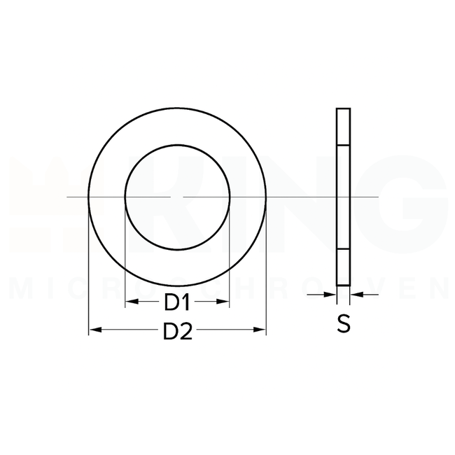 Modelbouw Sluitring M1,2 - Gedraaid - Messing - 25 stuks