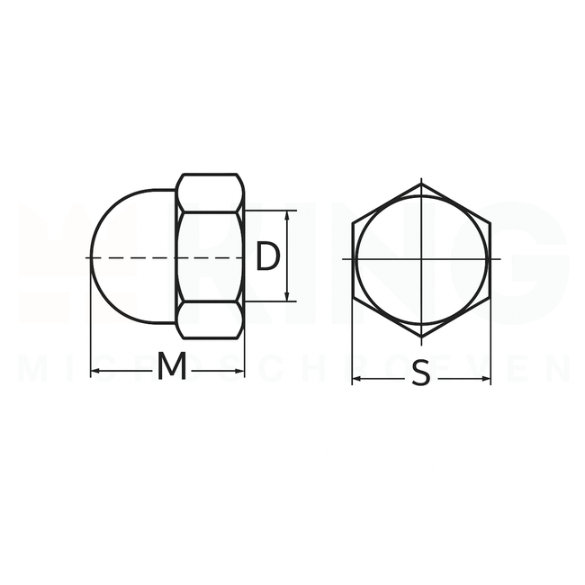 Modelbouw dopmoer M1.6 - Messing vernikkeld - 10 stuks