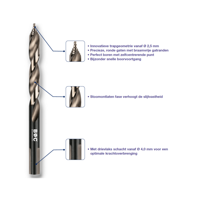 Spiraalboor | 4,5 mm - TURBO STEP - DIN 338 HSS-G