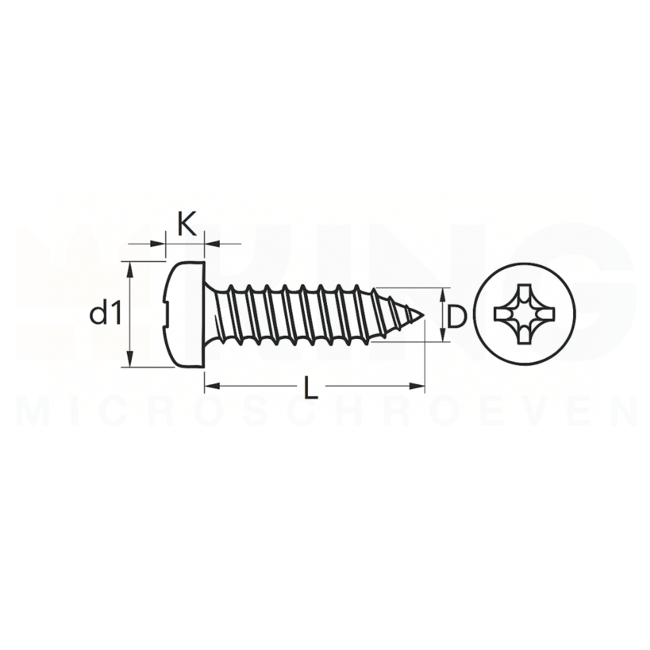 Plaatschroef - 1 x 8 mm - Staal zwart - Bolkop - 100 stuks